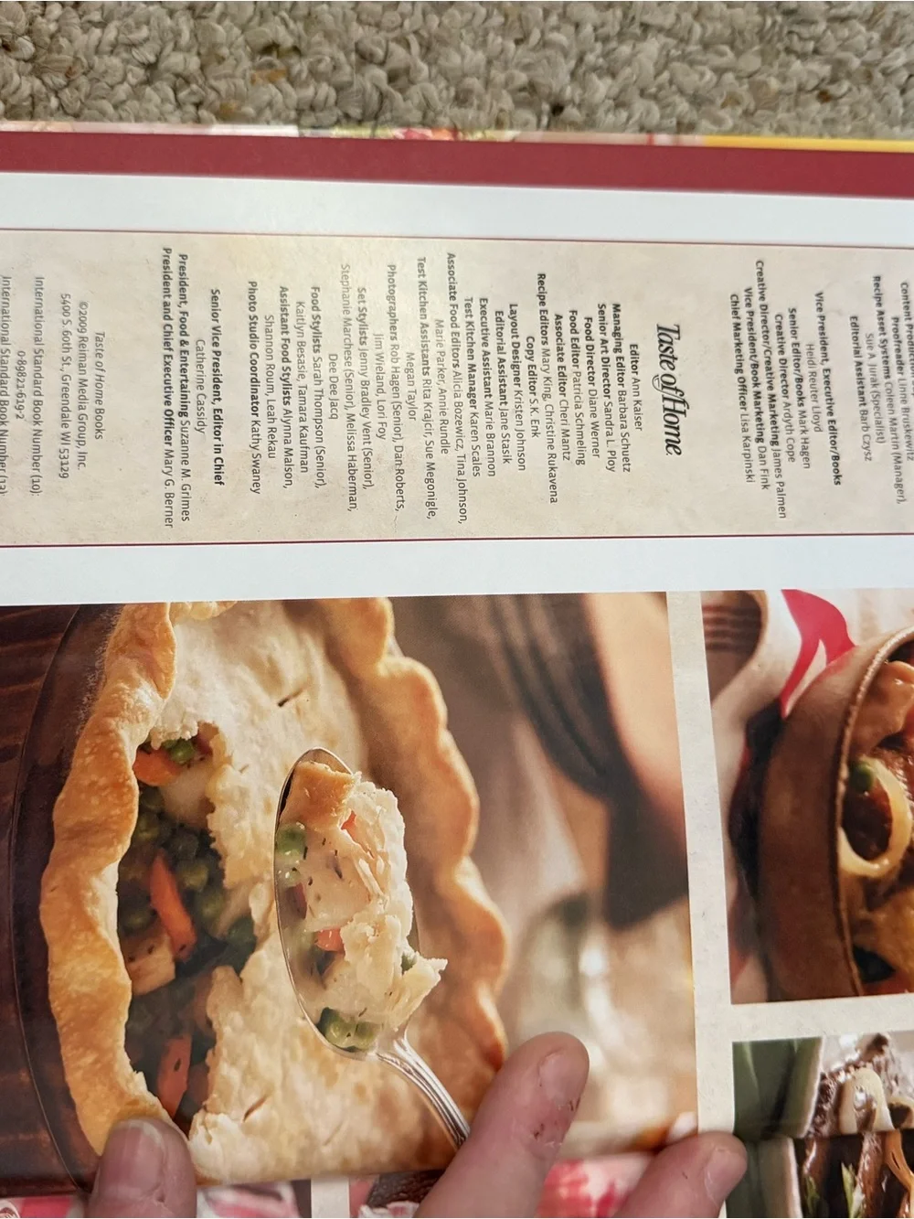 Taste Of Home Cookbook Cover with White, Yellow, Green, Red, Brown